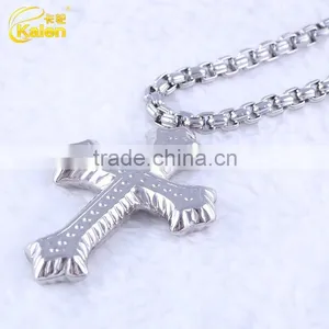Dubai White Gold Plated Stainless Steel Crucifix/cross Pendant thumbnail-1