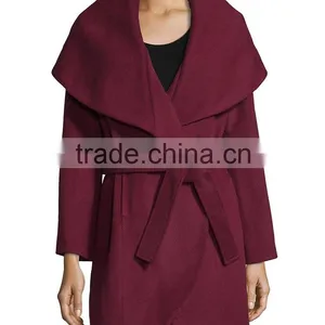 OEM Wholesale Hi-end Fall Winter New Pant Coat Design Woman's Wool Coat thumbnail-5