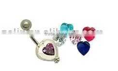 Heart Locket Belly Button Navel Ring ,belly Ring, Navel Belly Jewelry thumbnail-1