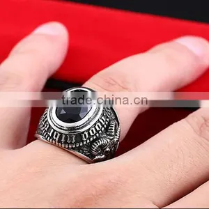 Vintage Cubic Zircon Engrave 316L Stainless Steel Finger Rings for Men thumbnail-5