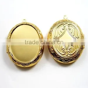 30x40mm Gold Plated Brass Oval Big Bezel Tray Setting Photo Locket Pendant Charm DIY Supplies 1126005 thumbnail-1