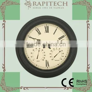 18 Inch Built in Thermometer And Hygrometer Garden Metal Outdoor Clock thumbnail-4