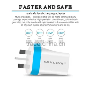 VOXLINK CE/FCC/ROHS Certificates 5V 3.4A 3 USB Ports Wall Charger With UK Plug Adapter thumbnail-6