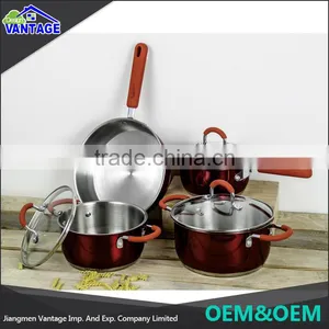 High Quality Stainless Steel Cooking Pot Color Coating Wholesale Cookware With Glass Lid thumbnail-3