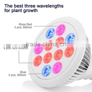 Full Spectrum 9red+3blue Indoor Grow Box Hydroponic E27 12w 24w Led Grow Light thumbnail-1