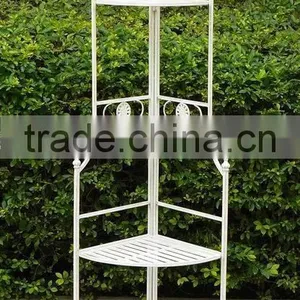 4-tiers Metal Corner Planter Shelf Durable Antique White thumbnail-1
