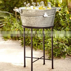 Big Galvanized Metal Tub | Planters Large | Oval Metal Flower Bucket Beer thumbnail-1