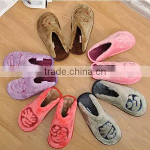 Wholesale Stock Small Order High Quality Coral Fleece Couple Thermal Shoes thumbnail-2