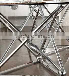 Glass Top Stainless Steel Base Dining Table and Chair AH126 thumbnail-6
