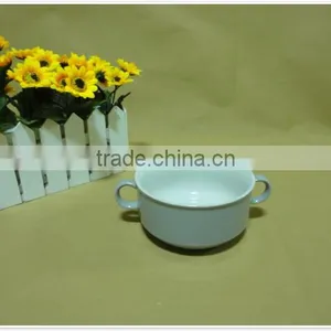 Wholesale Stocked Round With Two Handle Ceramic Soup Bowl thumbnail-4