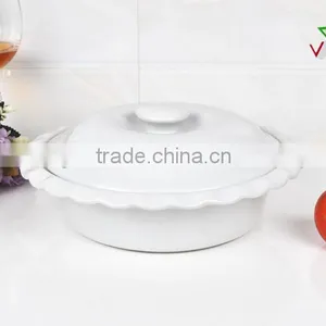 10" Ceramic White Porcelain Round Bakeware thumbnail-2