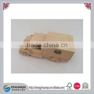 Handmade Decorative Wooden Truck Toy Moeny Box thumbnail-2