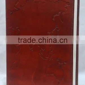 Handmade Vintage World Map Embossed Leather Diary thumbnail-1