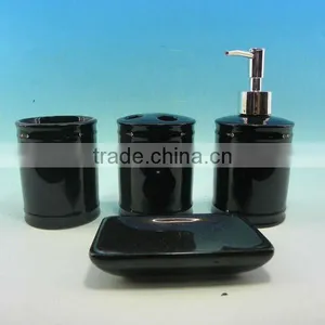 Black Design of 4pcs Ceramic Bathroom Set thumbnail-1