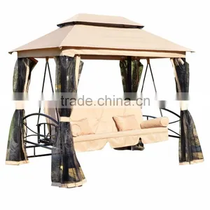 3 Seats Patio Hanging Chair With Gauze Pillow and Cushion for Hot Sale thumbnail-1