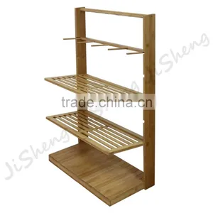 2017 Factory Promotional Price 3-tier Utility Bamboo Shoe Rack thumbnail-1