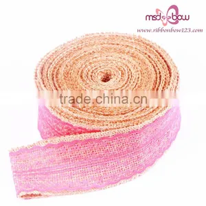 Natural Jute Burlap Hessian Ribbon With Lace Trims Tape Rustic Wedding Craft thumbnail-6