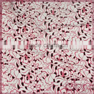 Red Floral Hollow Out Embroidery Design Cotton Lace Fabric for Dress thumbnail-1