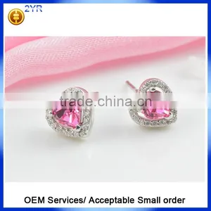 925 Sterling Silver Heart Sharp Fashion Earring cz Diamond Engagement Wedding Earrings thumbnail-1