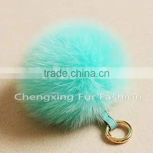 CX-R-32 Detachable Cheap Handmade Genuine Fox Fur Ball Key Ring thumbnail-2