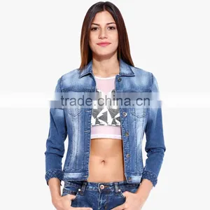 Wholesale OEM Custom Denim Jacket Fancy Girls From China HOYUGO thumbnail-1