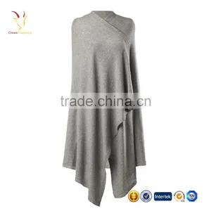 Women Grey Long Cashmere Poncho Wool Scarf Sahwl Poncho thumbnail-2