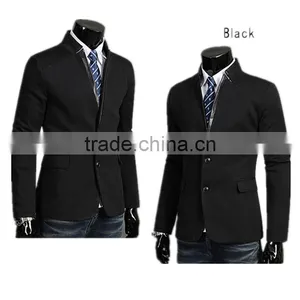 Mens Slim Fit Fashion Cotton Blazer Suit Jacket Black M to 2XL Plus Size Male Blazers Mens Coat thumbnail-4