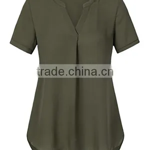 Modern Style Latest Chiffon Tops Mature Ladies Sample Blouse thumbnail-3