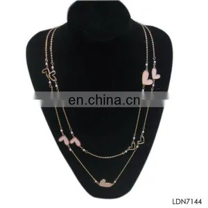 2014 Fahionable Double Level Delicate Enamel Dainty Sweet Heart Necklace thumbnail-1
