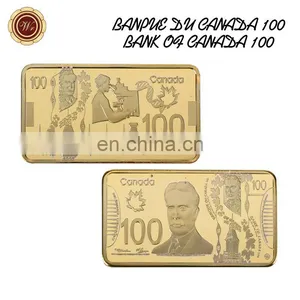 WR 100 Canadian Dollar Quality 24k Gold Plated Bar Metal Crafts With Plastic Case for Home Collection thumbnail-3