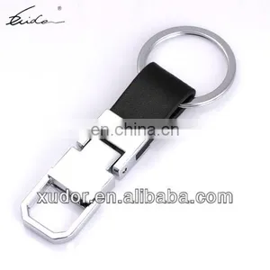 Chrome Plated Plus Leather Designer Keychain thumbnail-2
