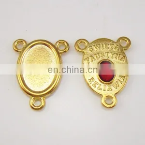 Gold Plated Swieta Faustyna Relikwia Rosary Centerpiece thumbnail-2