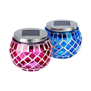 Solar Mosaic Ball Blue Handing Umbrella Lights Solar Lanterns Outdoor Waterproof LED Candle Decorated thumbnail-1