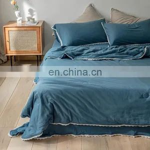 Wholesale Comforter Folded Soft 100% Cotton Knitted Lightweight Coverlet For All Season Quilt thumbnail-7
