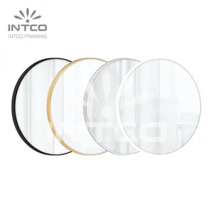 Aluminum Framed Round Mirror, Gold Round Wall Mirrors, Bathroom Mirror Metal Frame thumbnail-3