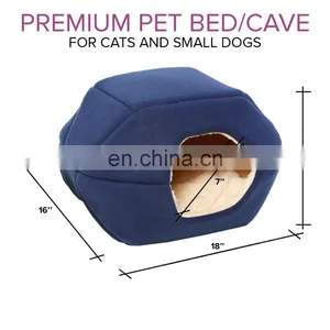 Cat Supplies at Cave Cat Bed Small Dog Bed, 2-in-1 Foldable Soft Warm Washable Pet Bed With a Pillow. thumbnail-4