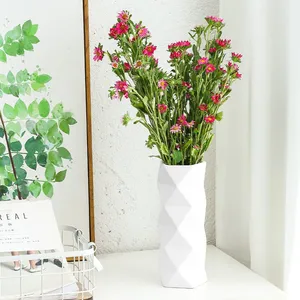 Chinese Chaozhou Creative Contracted White Rhombus Ceramic Vase,Home Decoration thumbnail-4