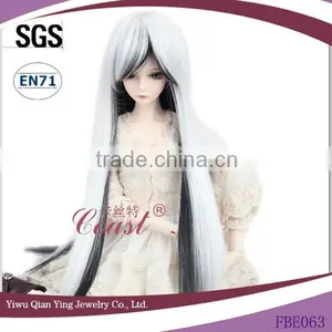 White and Grey Straight Synthetic Doll Accessories Wig Long thumbnail-1