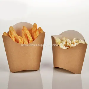 Custom Logo Printed Paper Chip Cup, Brown Chip Scoop Cups thumbnail-1