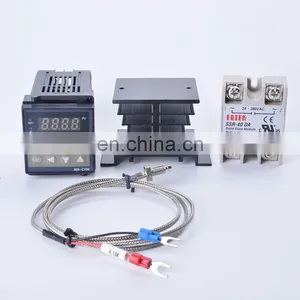 Digital PID Temperature Controller REX-C100 REX C100 Thermostat With 40DA SSR Relay K Thermocouple 1m Probe RKC SSR-40DA thumbnail-1