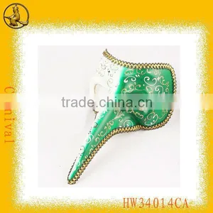 Long Nose Mask: White & Green Mask thumbnail-1