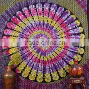 Indian Tapestry Cotton Multicolored Mandala Vintage Wall Hanging Tapestries Throw Bedsheet thumbnail-1