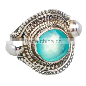 AQUA CHALCEDONY & PEARL RING ,WHOLESALE SILVER JEWELRY,SILVER EXPORTER,SILVER JEWELRY FROM INDIA thumbnail-1