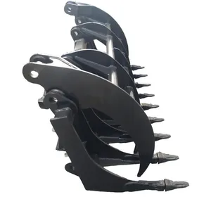 Skid Steer Loader Hydraulic Rake Grapple Brush Grapple Rake Log Grapple Debris Sorting Grapple Bucket Construction Farm Land Clearing Attachment thumbnail-1