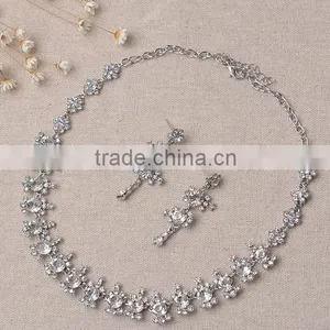 Newest Trendy Cheap Wedding Necklace And Earrings Set Special Bridal Jewelry Sets thumbnail-3