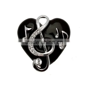 Custom-made Music Note & Clef Black Heart Brooch thumbnail-1