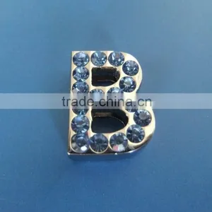 Zinc Alloy 18mm Slide Letters With Light Blue Rhinestones thumbnail-4