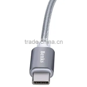 BENKS 2.1A Speed Tansfer Type-c Cable 1m Metal Nylon Weave Cable for Type-c Device thumbnail-3