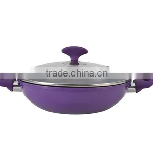 Purple Pressed Aluminum Nonstick Coating Casserole Pot With Silicone Paint Handles Forged Aluminum Imitation thumbnail-4
