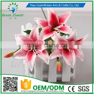 2016 Wholesale Multicolor Latex Artificial PU Flowers Lily Real Touch Bouquet Wedding Bridal Decor Display Flower thumbnail-1